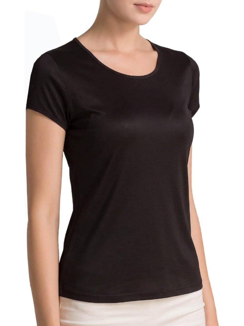 100% Mulberry Silk Short Sleeve Tee Blouse for Women | Breathable Summer Top